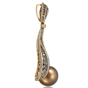 Pendants*Alex Soldier Gold Twist Pendant With Chocolate Pearl & Diamonds
