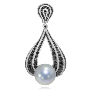 Pendants*Alex Soldier Gold Twist Pendant With Freshwater Pearl & Diamonds