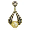 Pendants*Alex Soldier Gold Twist Pendant With Golden Pearl & Diamonds