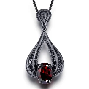 Pendants*Alex Soldier Gold Twist Pendant With Garnet & Black Spinel