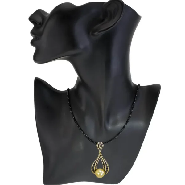 Pendants*Alex Soldier Gold Twist Pendant With Golden Pearl & Diamonds