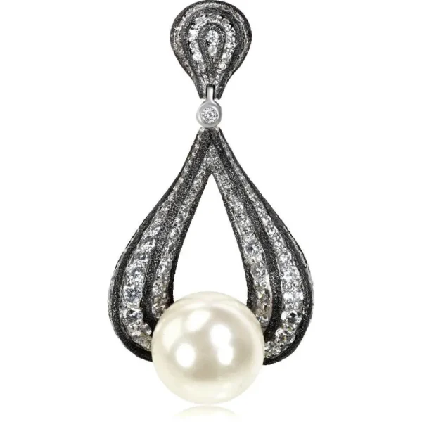 Pendants*Alex Soldier Gold Twist Pendant With Pearl & White Diamonds
