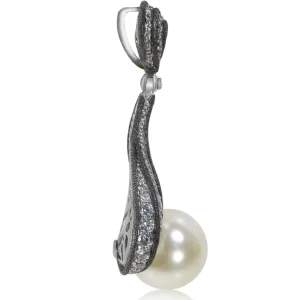 Pendants*Alex Soldier Gold Twist Pendant With Pearl & White Diamonds