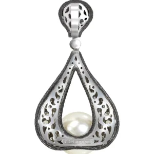 Pendants*Alex Soldier Gold Twist Pendant With Pearl & White Diamonds