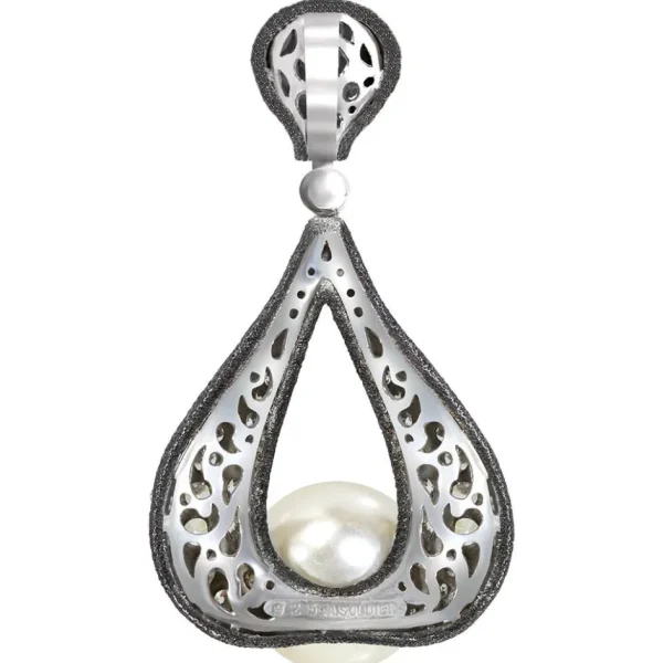 Pendants*Alex Soldier Gold Twist Pendant With Pearl & White Diamonds