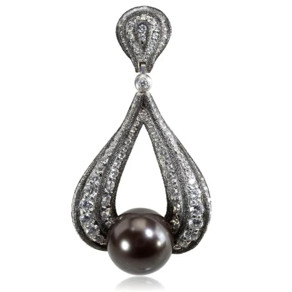 Pendants*Alex Soldier Gold Twist Pendant With Tahitian Pearl & Diamonds