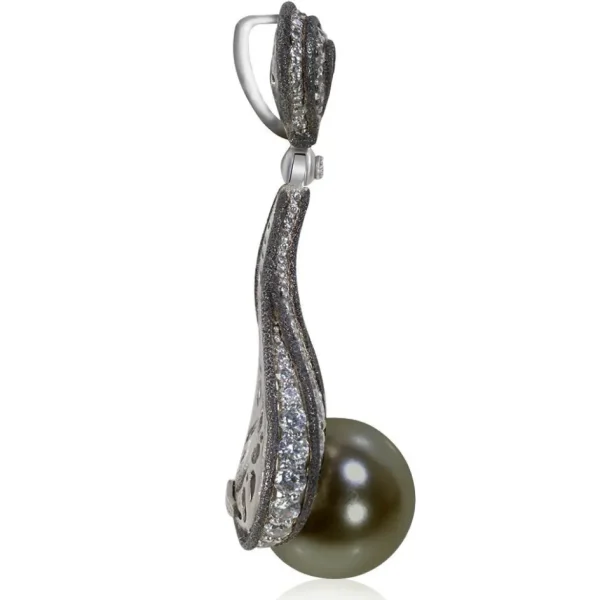 Pendants*Alex Soldier Gold Twist Pendant With Tahitian Pearl & Diamonds