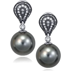 Diamond Jewelry | Stud Earrings*Alex Soldier Gold Twist Petite Earrings With Tahitian Pearls & Diamonds