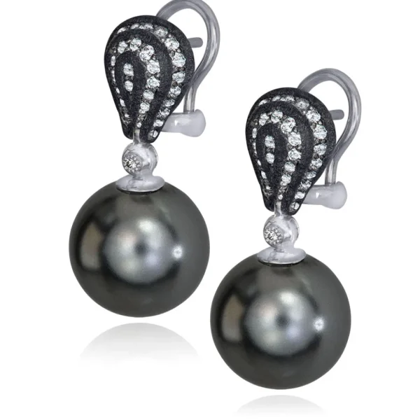 Diamond Jewelry | Stud Earrings*Alex Soldier Gold Twist Petite Earrings With Tahitian Pearls & Diamonds