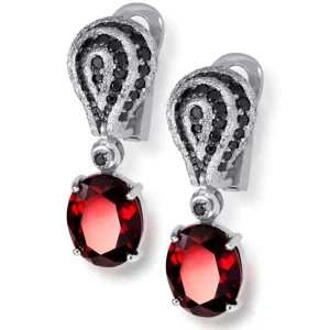 Stud Earrings*Alex Soldier Gold Twist Petite Earrings with Garnet & Black Spinel