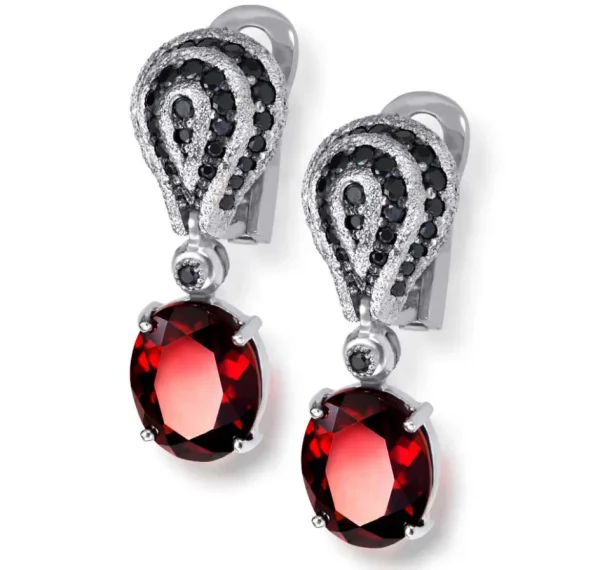 Stud Earrings*Alex Soldier Gold Twist Petite Earrings with Garnet & Black Spinel