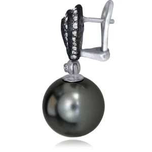 Diamond Jewelry | Stud Earrings*Alex Soldier Gold Twist Petite Earrings With Tahitian Pearls & Diamonds