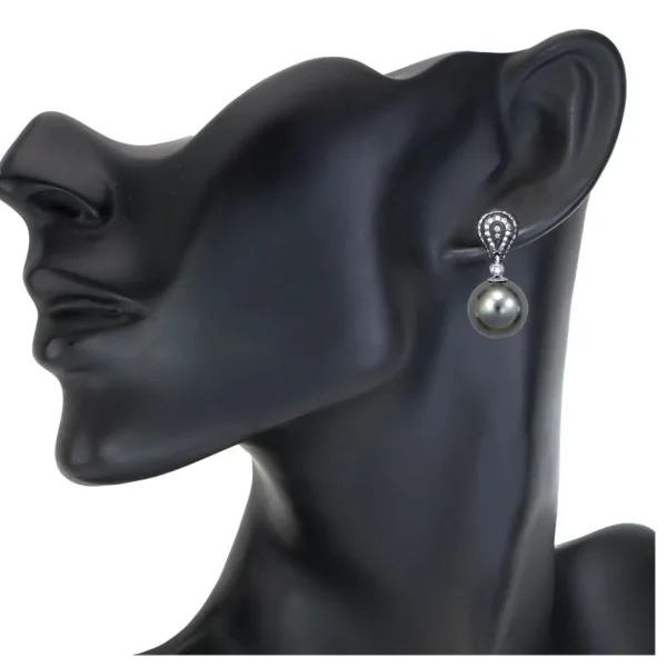 Diamond Jewelry | Stud Earrings*Alex Soldier Gold Twist Petite Earrings With Tahitian Pearls & Diamonds