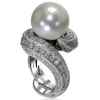 Designer Rings | Pearl Rings*Alex Soldier Gold Twist Ring With Freshwater Pearl & White Diamond