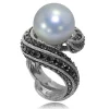 Designer Rings | Pearl Rings*Alex Soldier Gold Twist Ring With Freshwater Pearl & Diamonds