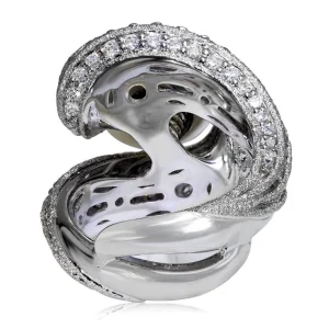 Designer Rings | Pearl Rings*Alex Soldier Gold Twist Ring With Freshwater Pearl & White Diamond