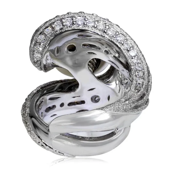 Designer Rings | Pearl Rings*Alex Soldier Gold Twist Ring With Freshwater Pearl & White Diamond