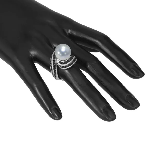 Designer Rings | Pearl Rings*Alex Soldier Gold Twist Ring With Freshwater Pearl & Diamonds