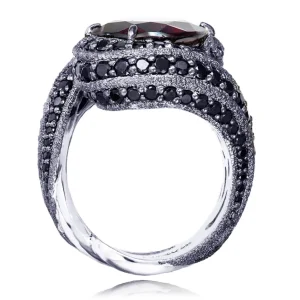 Designer Rings*Alex Soldier Gold Twist Ring With Garnet & Black Spinel