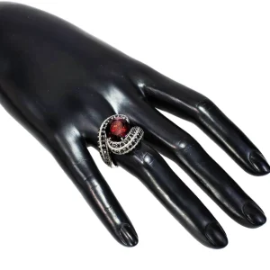 Designer Rings*Alex Soldier Gold Twist Ring With Garnet & Black Spinel