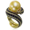 Diamond Jewelry | Gold Rings*Alex Soldier Gold Twist Ring With Golden Pearl & Diamonds