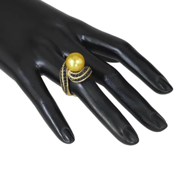 Diamond Jewelry | Gold Rings*Alex Soldier Gold Twist Ring With Golden Pearl & Diamonds