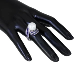 Sapphire Jewelry | Designer Rings*Alex Soldier Gold Twist Ring With Pearl & Sapphires