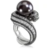 Designer Rings | Pearl Rings*Alex Soldier Gold Twist Ring With Tahitian Pearl & Diamonds