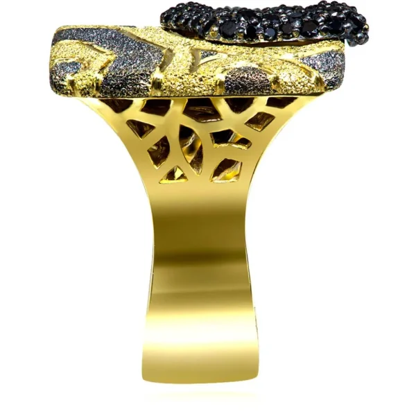Diamond Jewelry | Designer Rings*Alex Soldier Gold Volna Ring with Black Diamonds