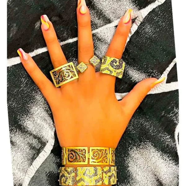 Diamond Jewelry | Designer Rings*Alex Soldier Gold Volna Ring with Black Diamonds