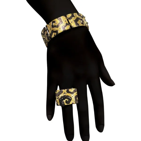 Diamond Jewelry | Designer Rings*Alex Soldier Gold Volna Ring with Black Diamonds