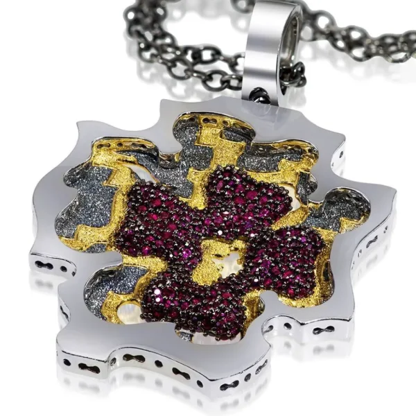 For Men | Pendants*Alex Soldier Grand Cross Pendant/Necklace with Rubies