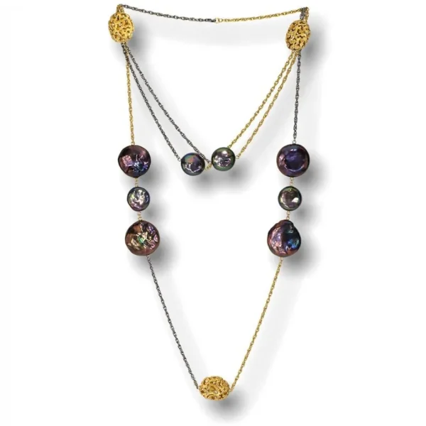 Pearl Necklaces*Alex Soldier 14 Karat Yellow Gold Moneta Necklace with Coin Pearl