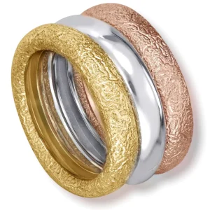 Designer Rings | Gold Rings*Alex Soldier Multi Gold Three Band Stackable Textured Rings