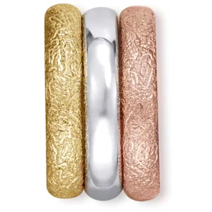 Designer Rings | Gold Rings*Alex Soldier Multi Gold Three Band Stackable Textured Rings