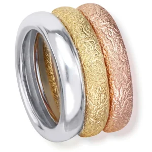 Designer Rings | Gold Rings*Alex Soldier Multi Gold Three Band Stackable Textured Rings