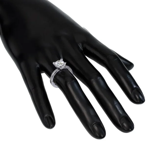Bold & Vintage Inspired*Alex Soldier Princess Diamond Crescent Engagement Ring