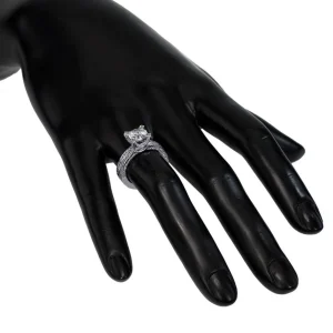 Bold & Vintage Inspired*Alex Soldier Princess Diamond Crescent Engagement Ring