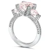 Bold & Vintage Inspired | Color Gemstone Rings*Alex Soldier Princess Morganite Diamond Platinum Trinity Engagement Ring