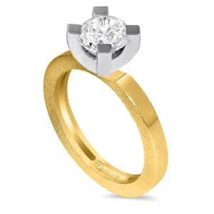 Solitaire | Gold Rings*Alex Soldier Princess Sand Texture Engagement Ring