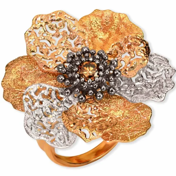 Diamond Jewelry*Alex Soldier Rose Gold Coronaria Ring with Champagne Diamond