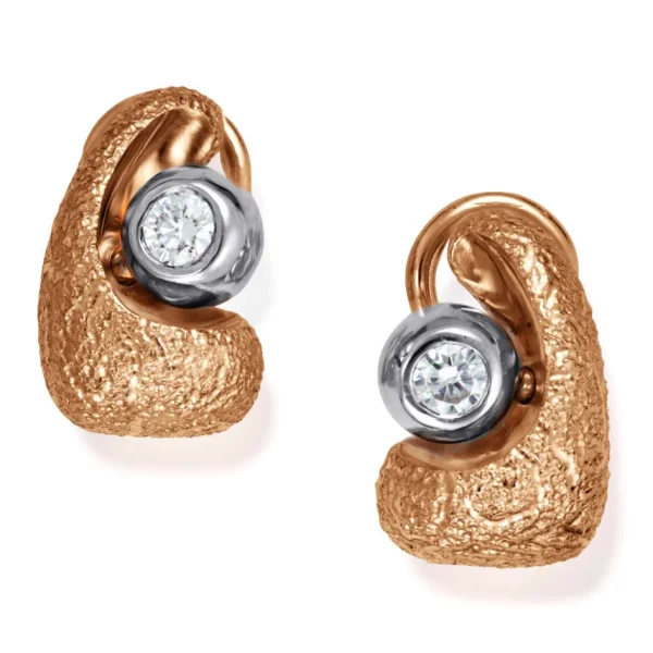 Diamond Jewelry | Diamond Earrings*Alex Soldier Rose Gold Modern Art Earrings with Diamonds