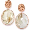 Drop Dangle Earrings*Alex Soldier Rose Gold Moneta Drop Earrings with Rutilated Quartz