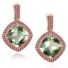 Amethyst Jewelry | Stud Earrings*Alex Soldier Rose Gold Royal Earrings with Green Amethyst & Garnet
