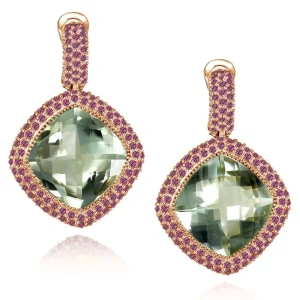 Amethyst Jewelry | Stud Earrings*Alex Soldier Rose Gold Royal Earrings with Green Amethyst & Garnet