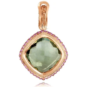 Amethyst Jewelry | Stud Earrings*Alex Soldier Rose Gold Royal Earrings with Green Amethyst & Garnet