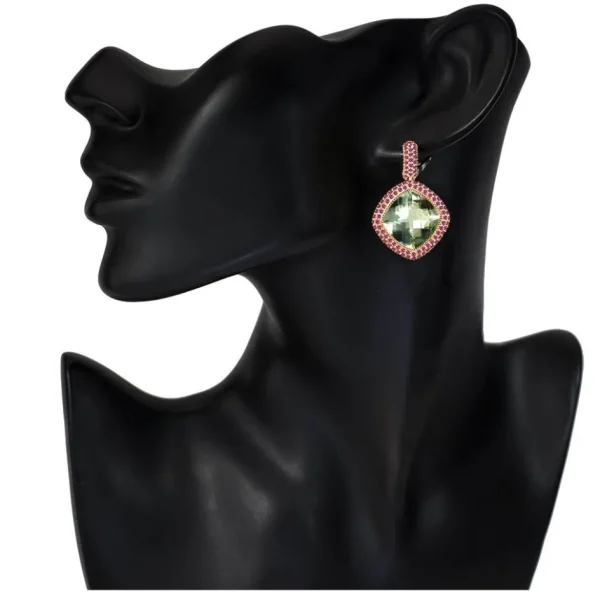 Amethyst Jewelry | Stud Earrings*Alex Soldier Rose Gold Royal Earrings with Green Amethyst & Garnet
