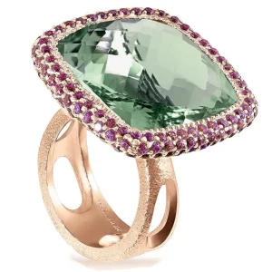 Amethyst Jewelry | Designer Rings*Alex Soldier Rose Gold Royal Ring with Green Amethyst & Garnet