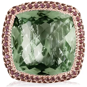 Amethyst Jewelry | Designer Rings*Alex Soldier Rose Gold Royal Ring with Green Amethyst & Garnet