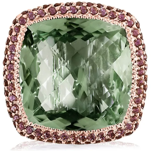 Amethyst Jewelry | Designer Rings*Alex Soldier Rose Gold Royal Ring with Green Amethyst & Garnet